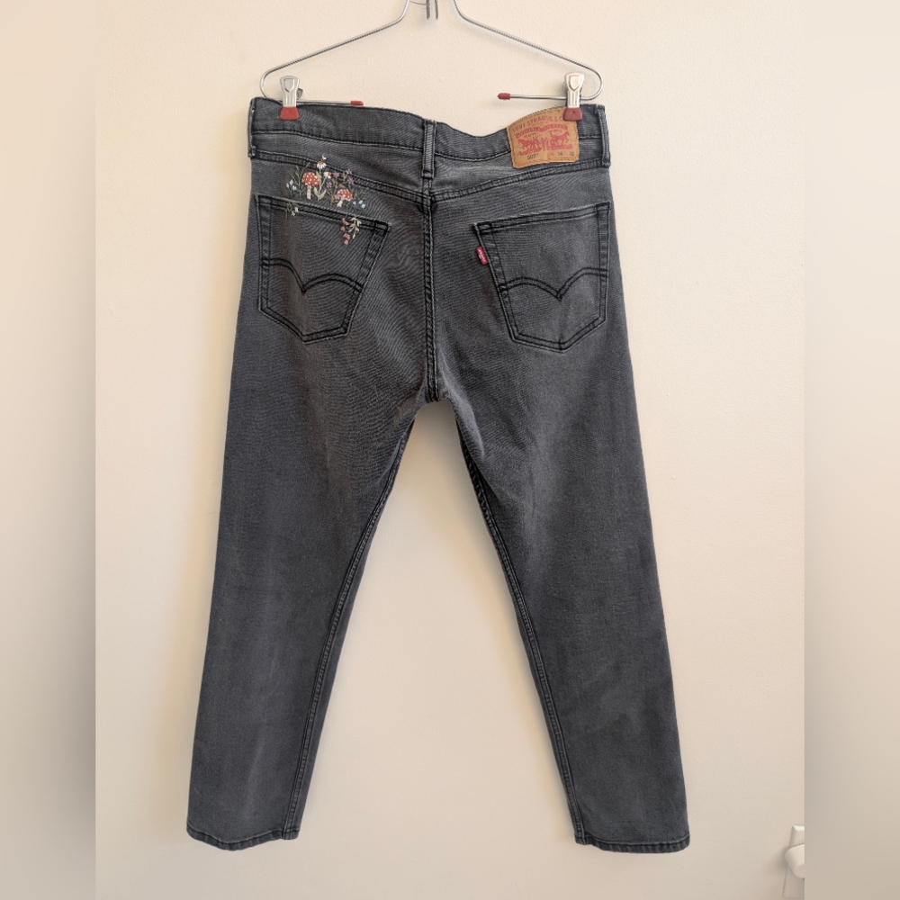 Levi’s 502 Taper Jeans Black Wash | Embroidered Pocket | W34 L32 Unisex